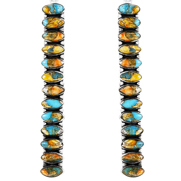 Sterling Silver Drop Earrings Spiny Turquoise E1352-C89