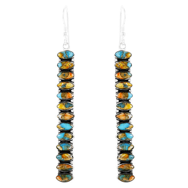 Sterling Silver Drop Earrings Spiny Turquoise E1352-C89