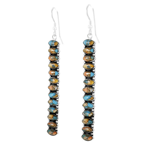 Sterling Silver Drop Earrings Spiny Turquoise E1352-C89