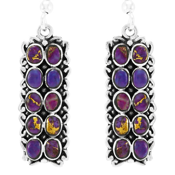 Purple Turquoise Earrings Sterling Silver E1354-C77