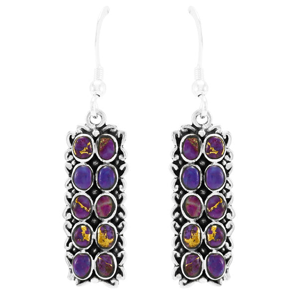 Purple Turquoise Earrings Sterling Silver E1354-C77