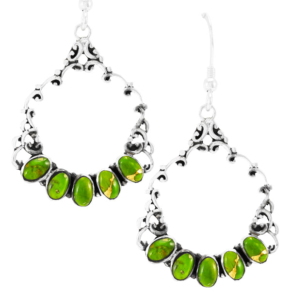 Green Turquoise Earrings Sterling Silver E1355-C76