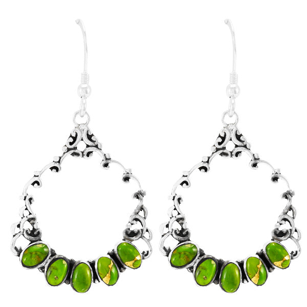 Green Turquoise Earrings Sterling Silver E1355-C76