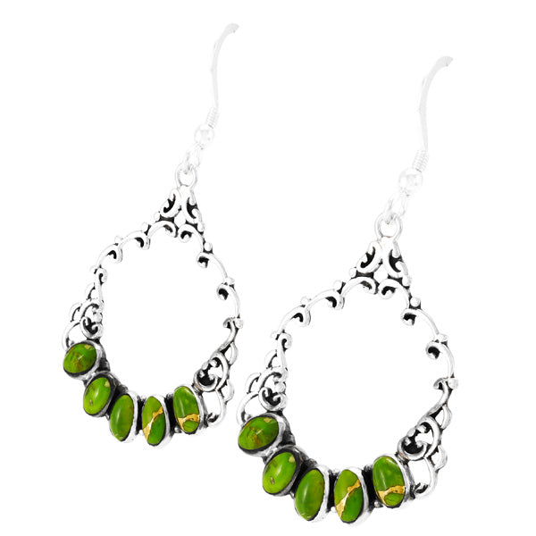 Green Turquoise Earrings Sterling Silver E1355-C76