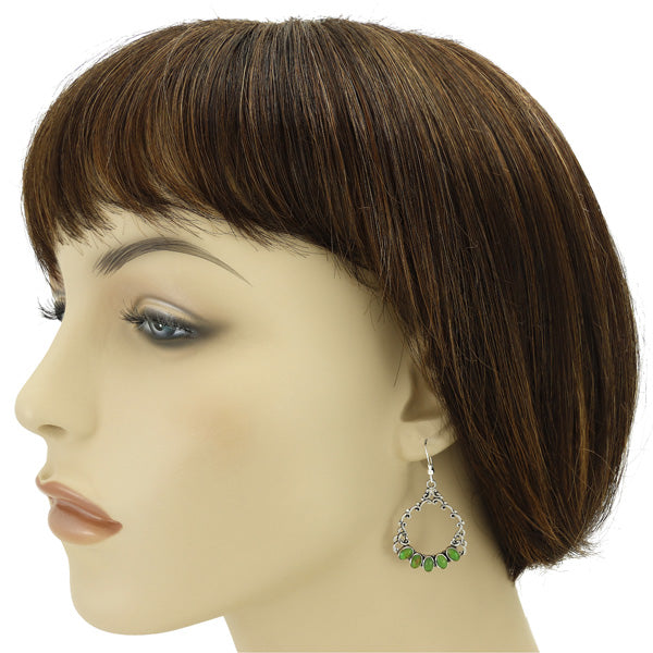 Green Turquoise Earrings Sterling Silver E1355-C76
