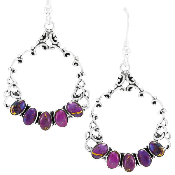Purple Turquoise Earrings Sterling Silver E1355-C77