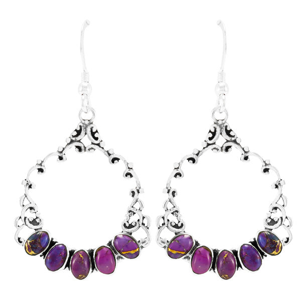 Purple Turquoise Earrings Sterling Silver E1355-C77