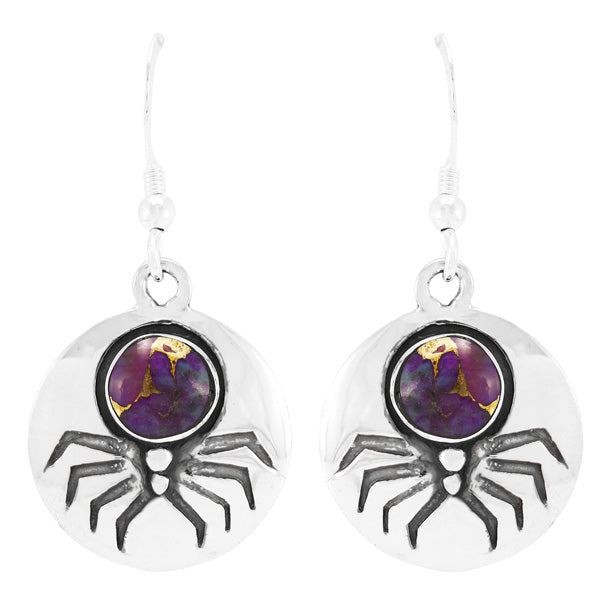 Spider Purple Turquoise Earrings Sterling Silver E1356-C77