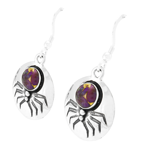 Spider Purple Turquoise Earrings Sterling Silver E1356-C77