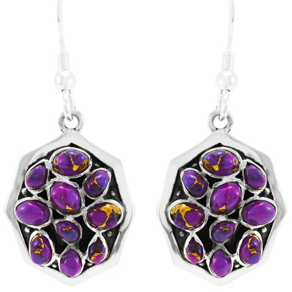 Purple Turquoise Earrings Sterling Silver E1357-C77