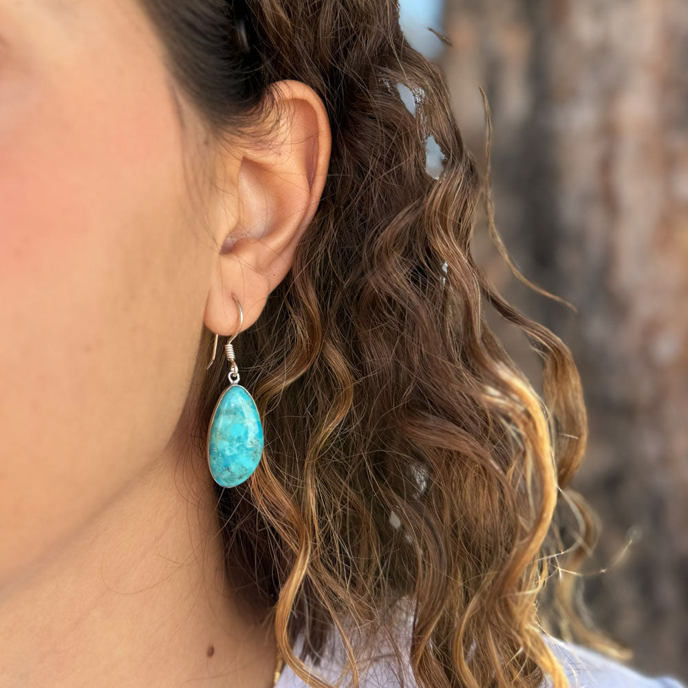 Turquoise Earrings Sterling E1358-LG-C75