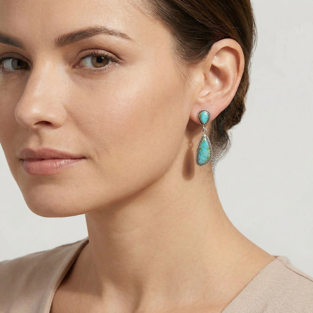 Turquoise Earrings SilverBronzé E1359-SB-C75