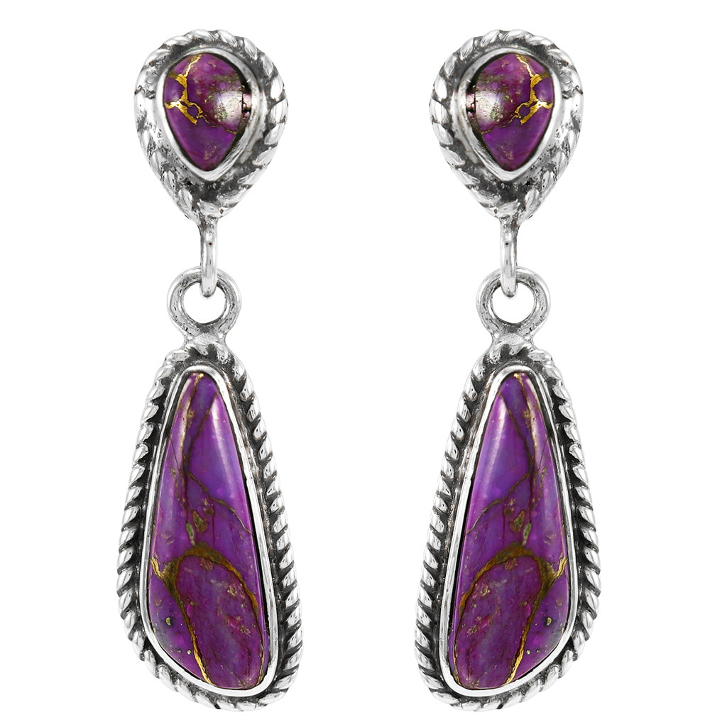 Purple Turquoise Earrings SilverBronzé E1359-SB-C77