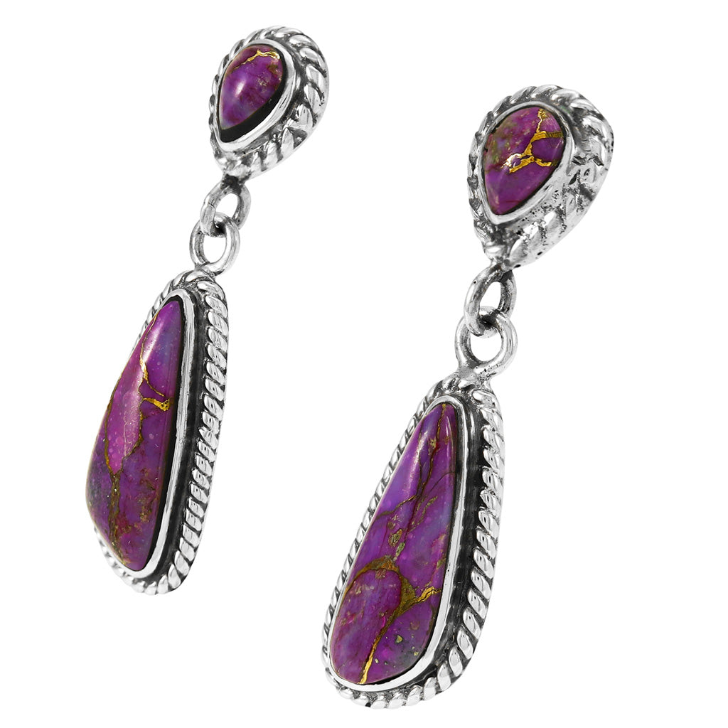 Purple Turquoise Earrings SilverBronzé E1359-SB-C77