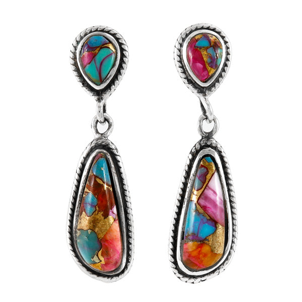 Rainbow Spiny Turquoise Earrings Sterling Silver E1359-C91