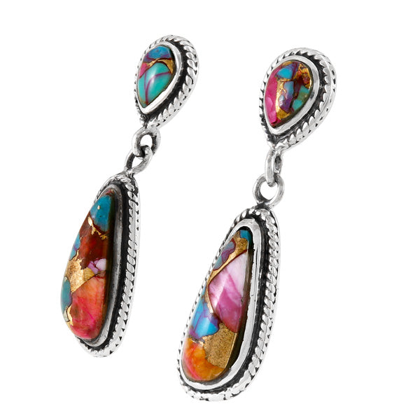 Rainbow Spiny Turquoise Earrings Sterling Silver E1359-C91