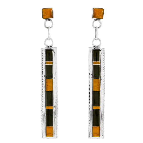 Tiger Eye Gemstone Earrings Sterling Silver E1360-C33