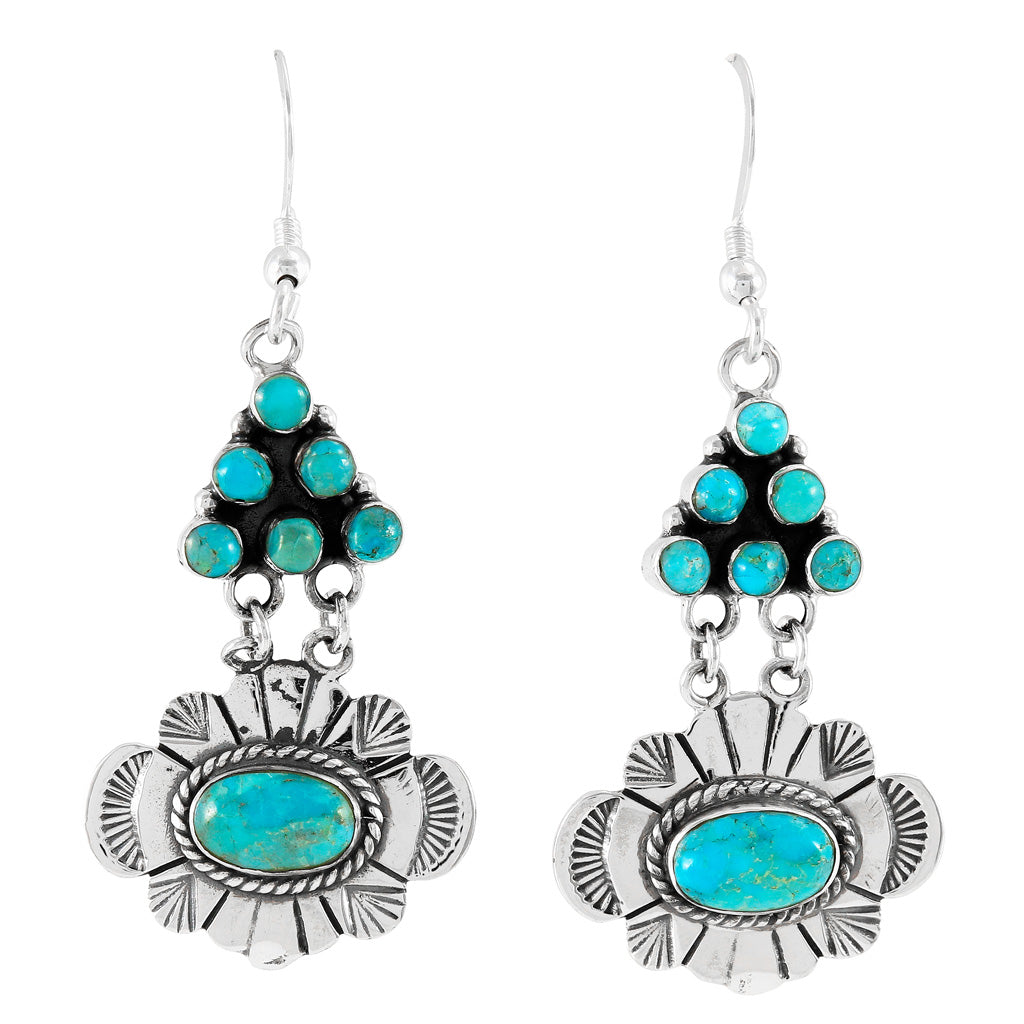 FINAL CLEARANCE - Turquoise Earrings SilveryCopper™ E1361-SB-C75