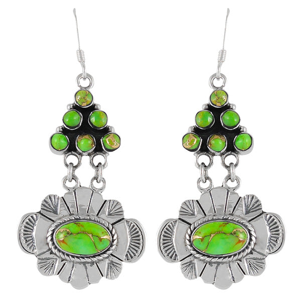 Green Turquoise Earrings Sterling Silver E1361-C76