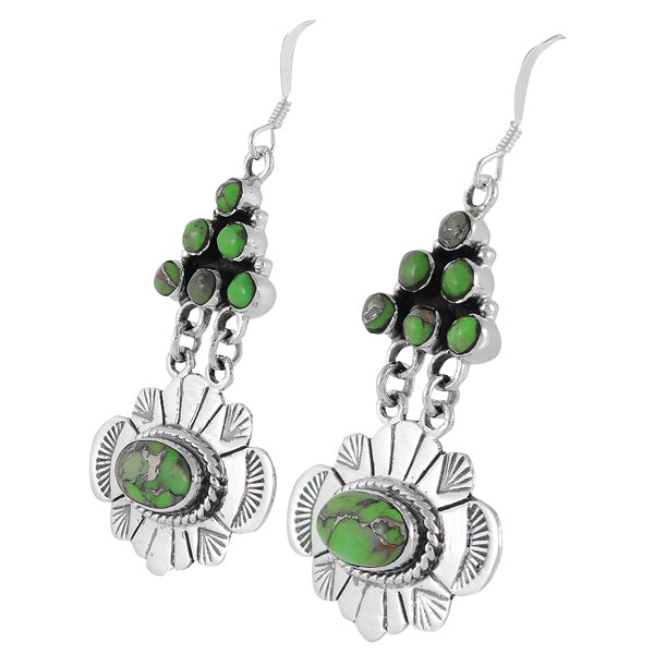 Green Turquoise Earrings Sterling Silver E1361-C76