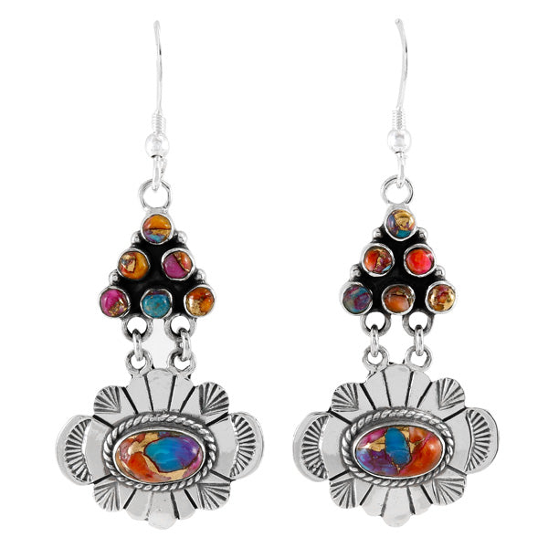 Rainbow Spiny Turquoise Earrings Sterling Silver E1361-C91