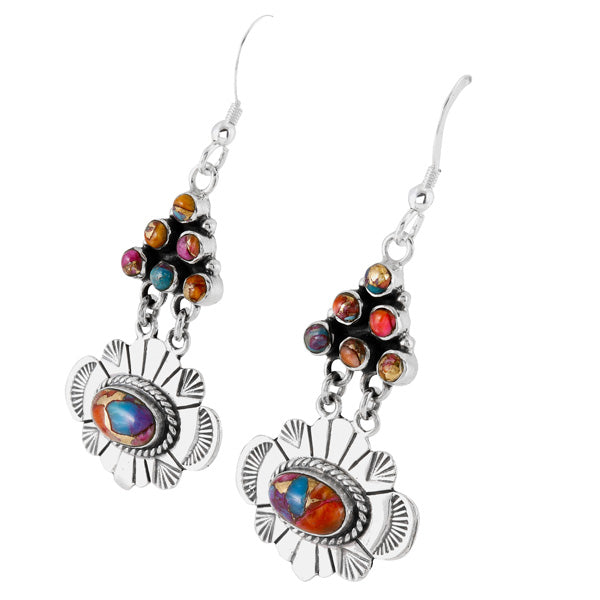 Rainbow Spiny Turquoise Earrings Sterling Silver E1361-C91