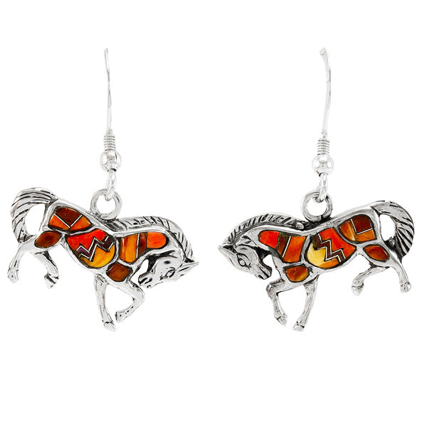 Horse Multicolor Earrings Sterling Silver E1372-C37