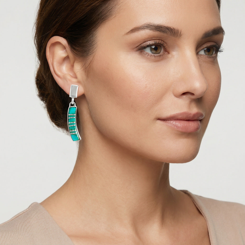 Turquoise Earrings Sterling Silver E1374-C05