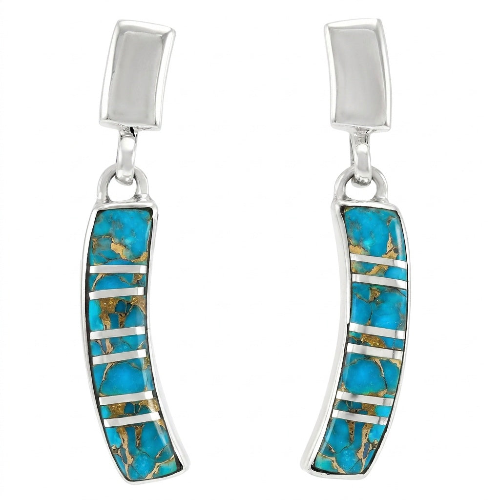 Matrix Turquoise Earrings Sterling Silver E1374-C84