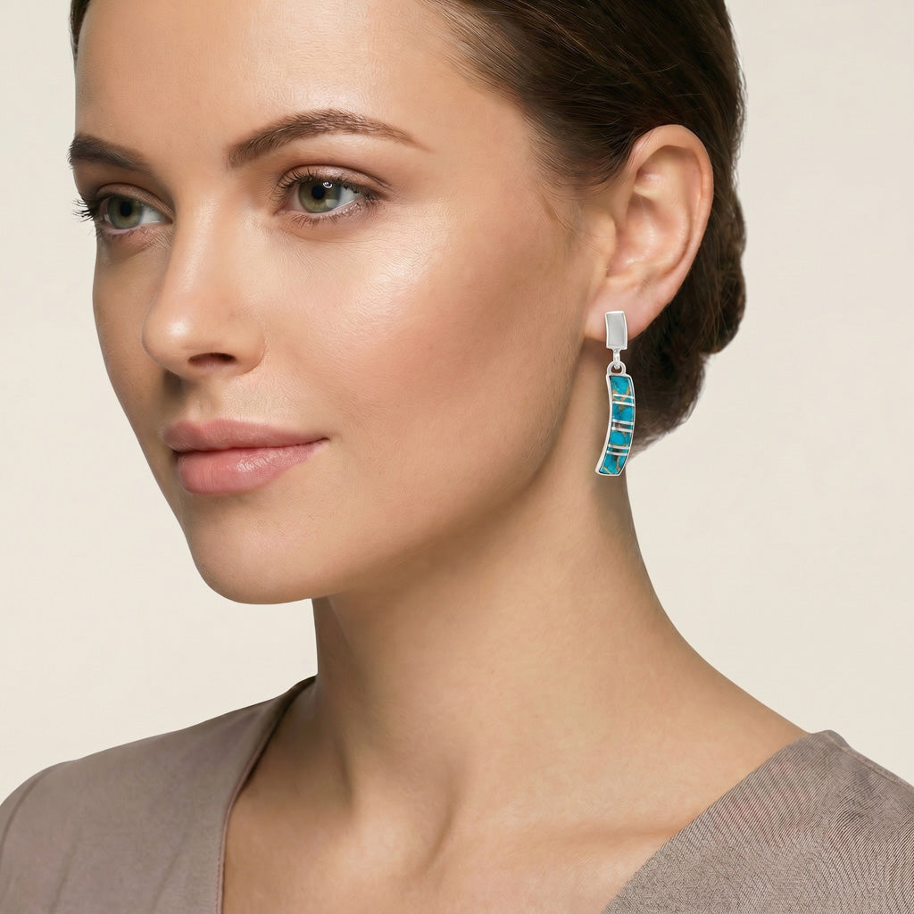 Matrix Turquoise Earrings Sterling Silver E1374-C84