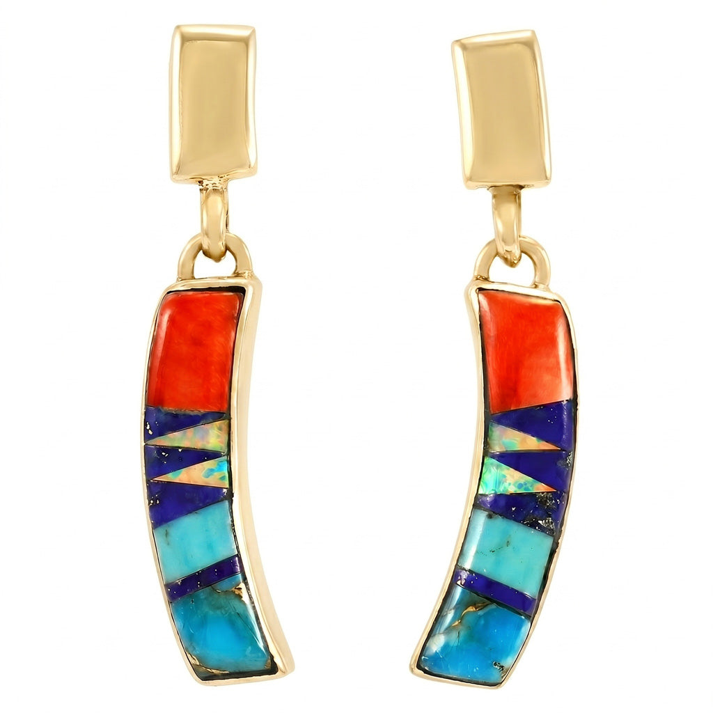 Multi Gemstone Earrings GoldCopper E1374-GB-C00
