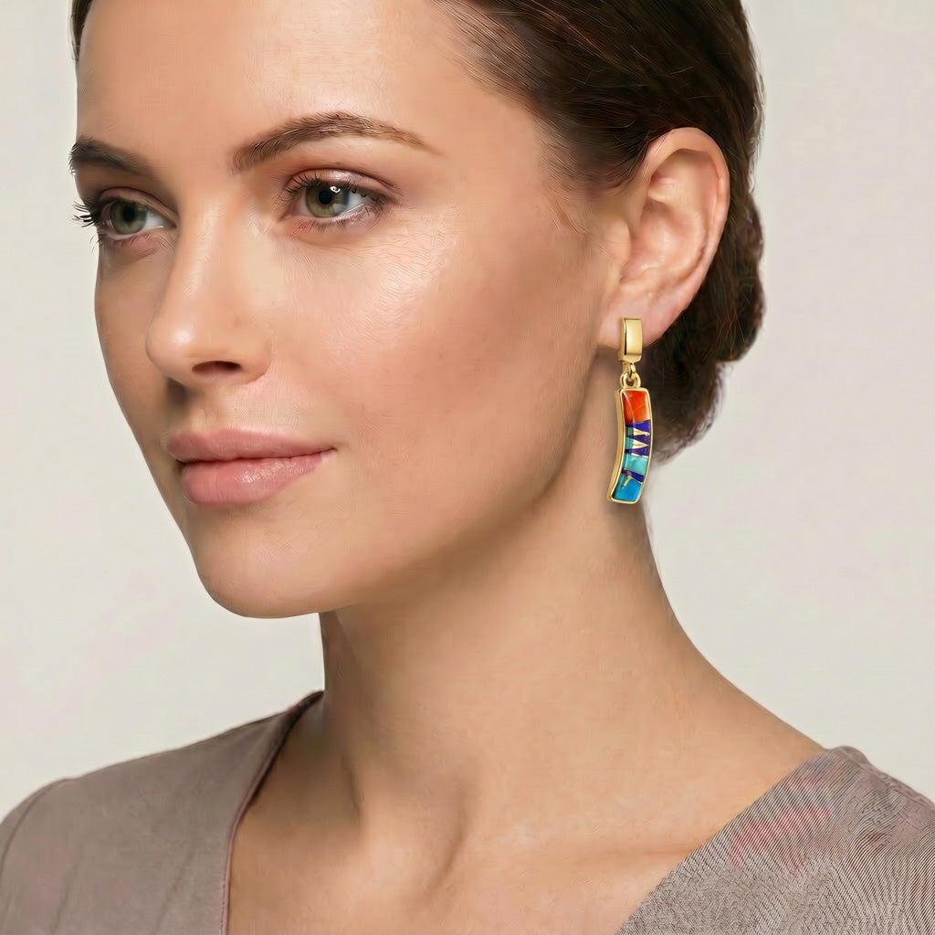 Multi Gemstone Earrings GoldCopper E1374-GB-C00