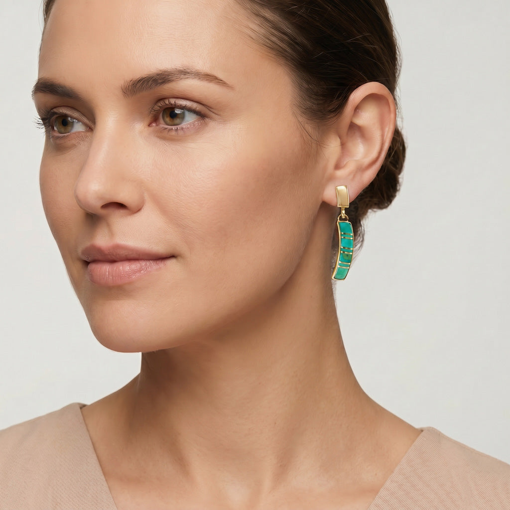 Turquoise Earrings GoldCopper E1374-GB-C05