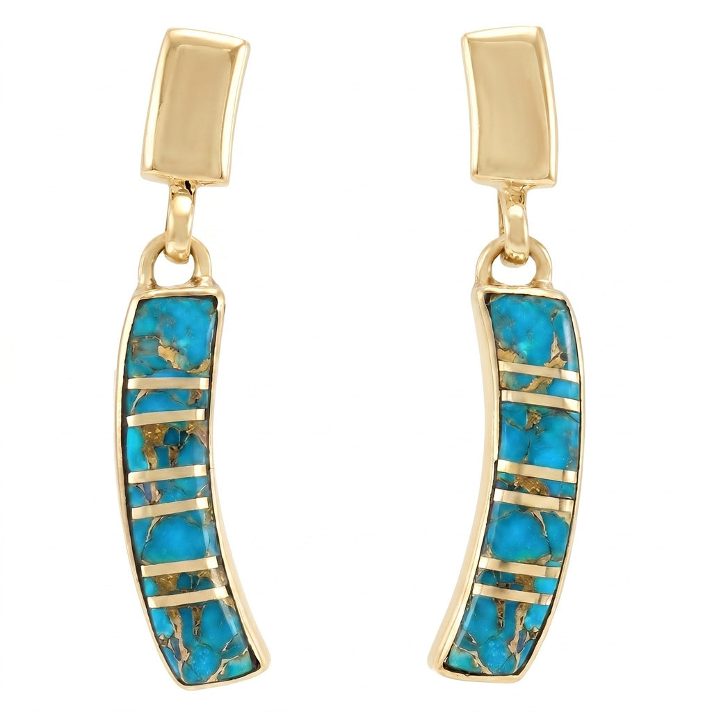 Matrix Turquoise Earrings GoldCopper E1374-GB-C84