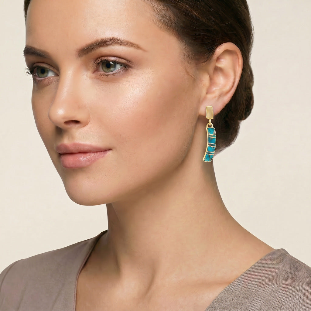 Matrix Turquoise Earrings GoldCopper E1374-GB-C84