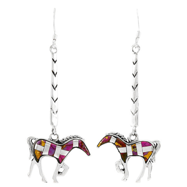 Horse Purple Turquoise Earrings Sterling Silver E1375-C07