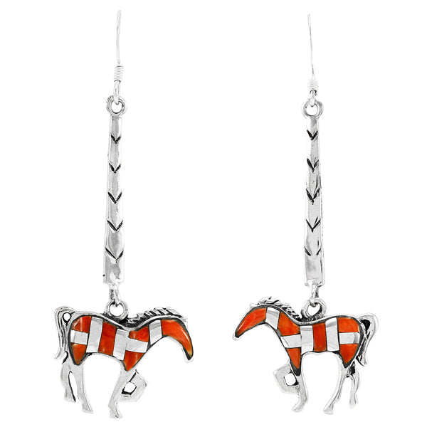 Horse Spiny Oyster Earrings Sterling Silver E1375-C08