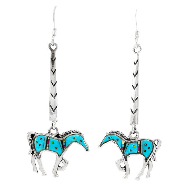 Horse Multicolor Earrings Sterling Silver E1375-C90