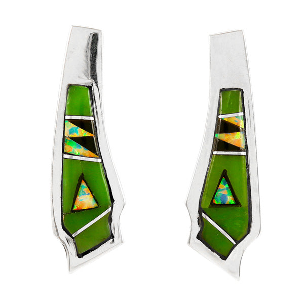 Green Turquoise Earrings Sterling Silver E1378-C22