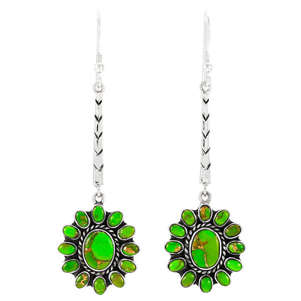 Green Turquoise Earrings Sterling Silver E1396-C76
