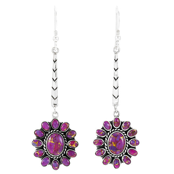 Purple Turquoise Earrings Sterling Silver E1396-C77