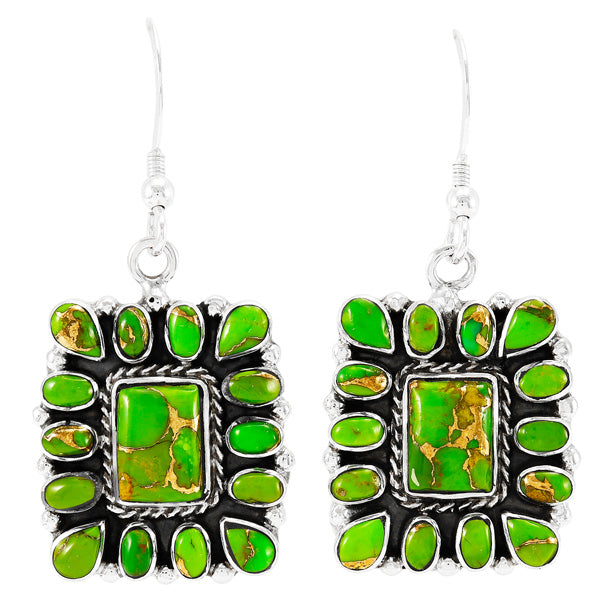 Green Turquoise Earrings Sterling Silver E1397-C76