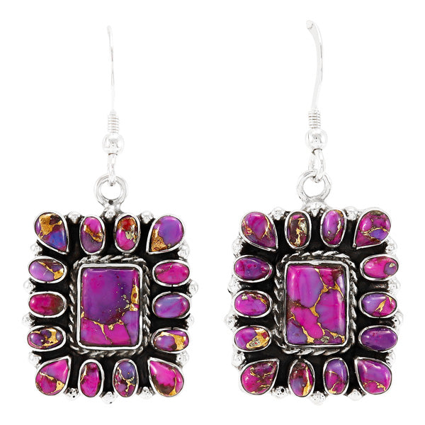 Purple Turquoise Earrings Sterling Silver E1397-C77