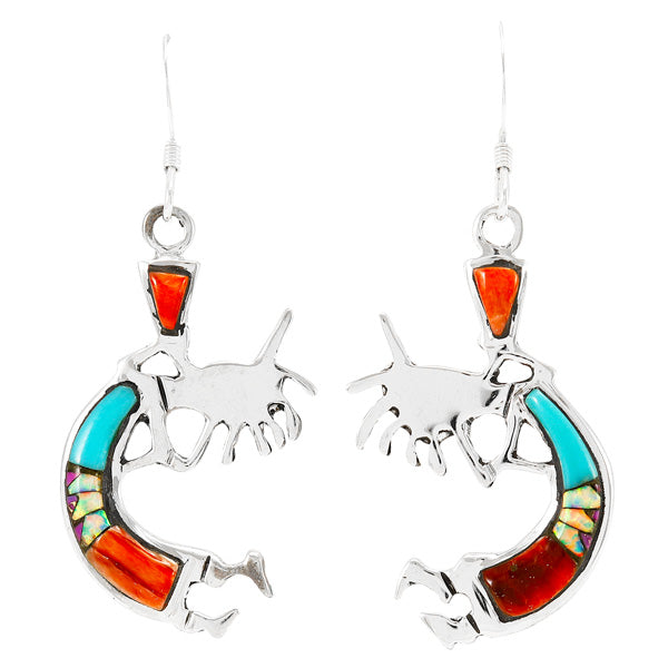 Kokopelli Multicolor Earrings Sterling Silver E1398-C00