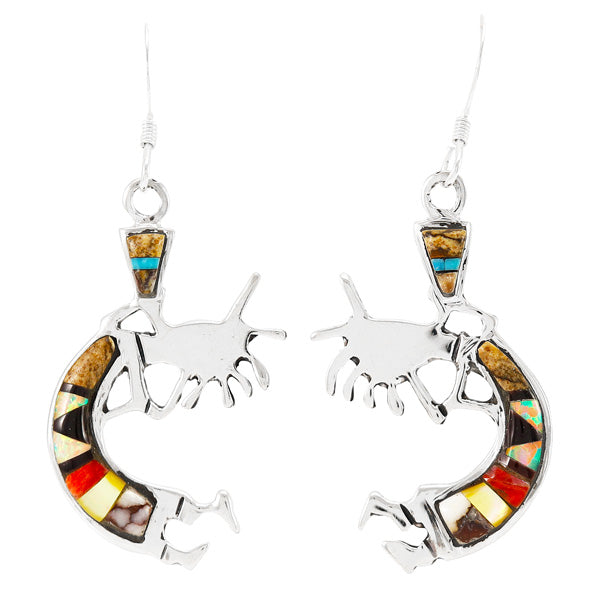 Kokopelli Multicolor Earrings Sterling Silver E1398-C49