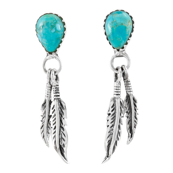 Feathers Turquoise Earrings Sterling Silver E1404-C75