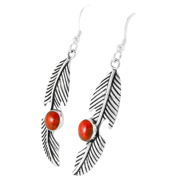 Coral Feather Earrings Sterling Silver E1405-C74