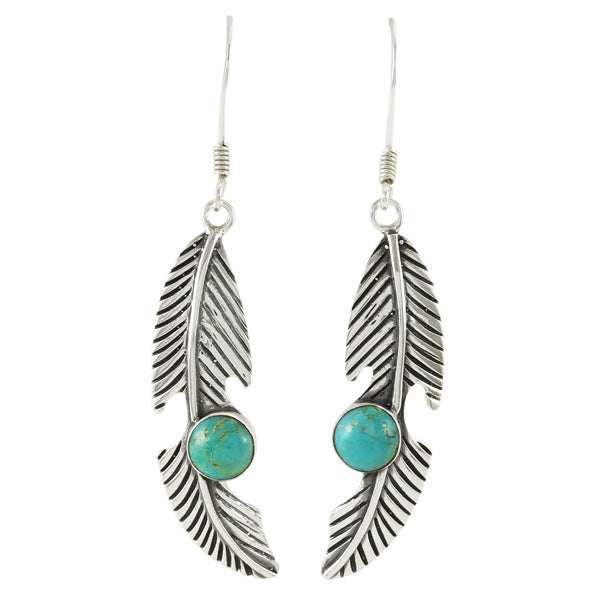 Feathers Turquoise Earrings Sterling Silver E1405-C75