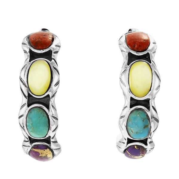 Multicolor Hoop Earrings Sterling Silver E1408-C71