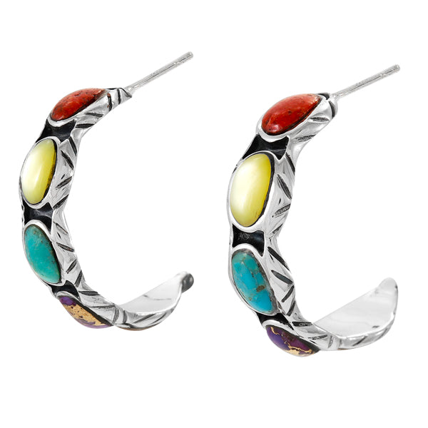 Multicolor Hoop Earrings Sterling Silver E1408-C71